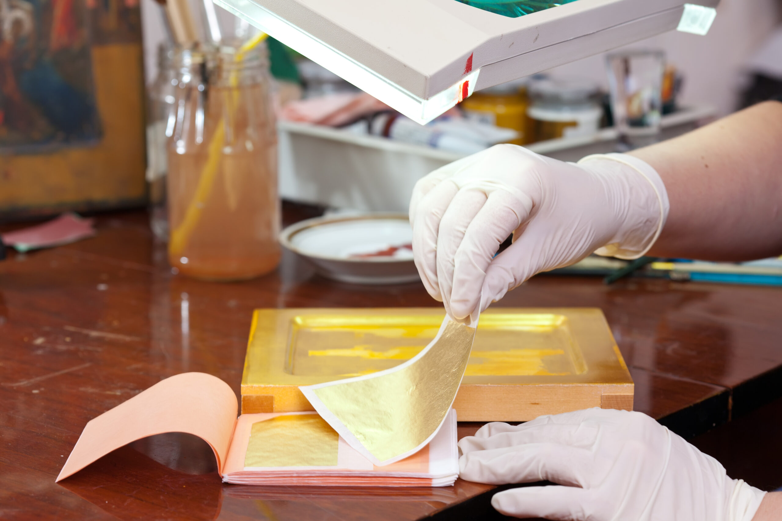 Professional foil stamping setup used to enhance printed designs with metallic foil.