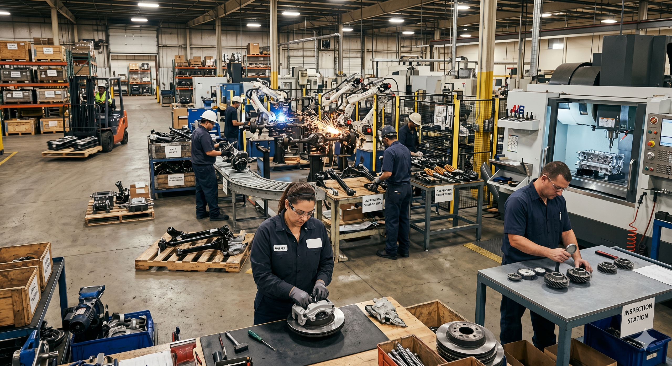 Automotive parts manufacturing facility in Noida with OEM production and quality inspection processes.